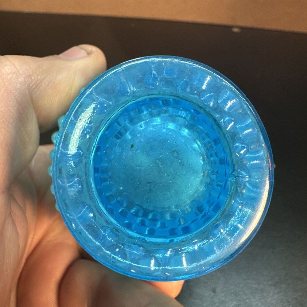 Fenton Blue Opalescent Hobnail Perfume Bottle Glass - Picture 5 of 5